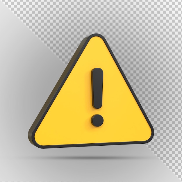 Alert or warning signs 3d rendering of high voltage hazard isolated on a transparent background