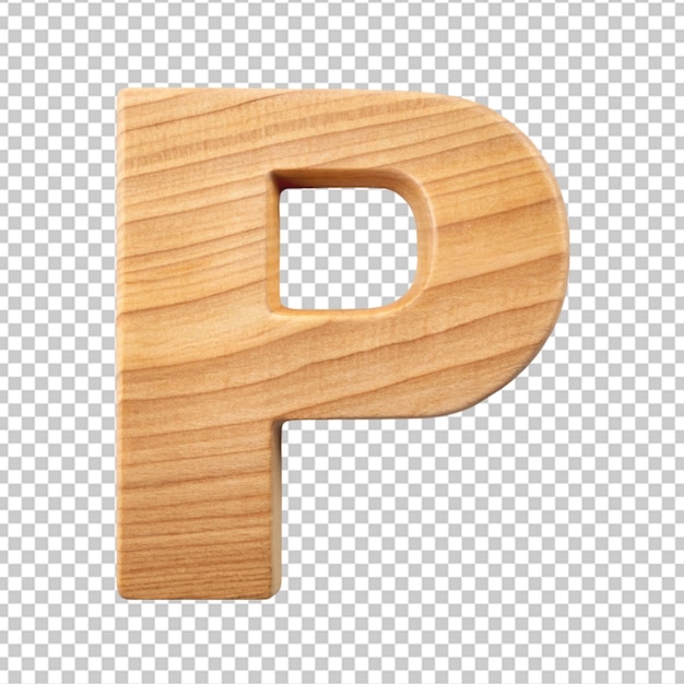 PSD alfabet 3d drewniana litera p