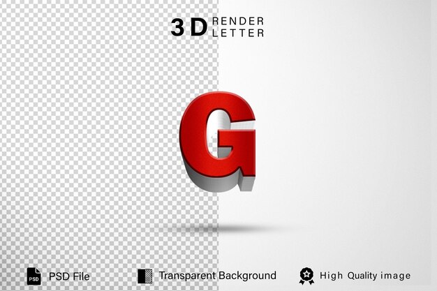 Alfabet 3D letter G rode metalen kleur geïsoleerd op doorzichtige achtergrond
