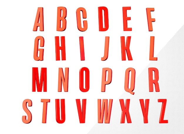 Alfabet 3d rood font galeana