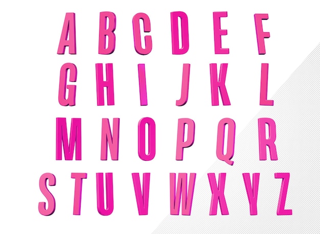 Alfabet 3d roze font galeana