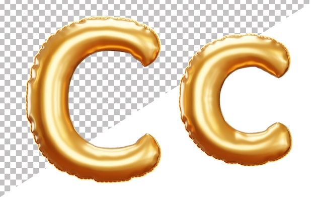 Alfabet Balonu Złotej Litery C W Stylu 3d, Wielkie I Małe Litery