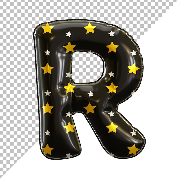 PSD alfabet folieballon letter r zwart voor halloween