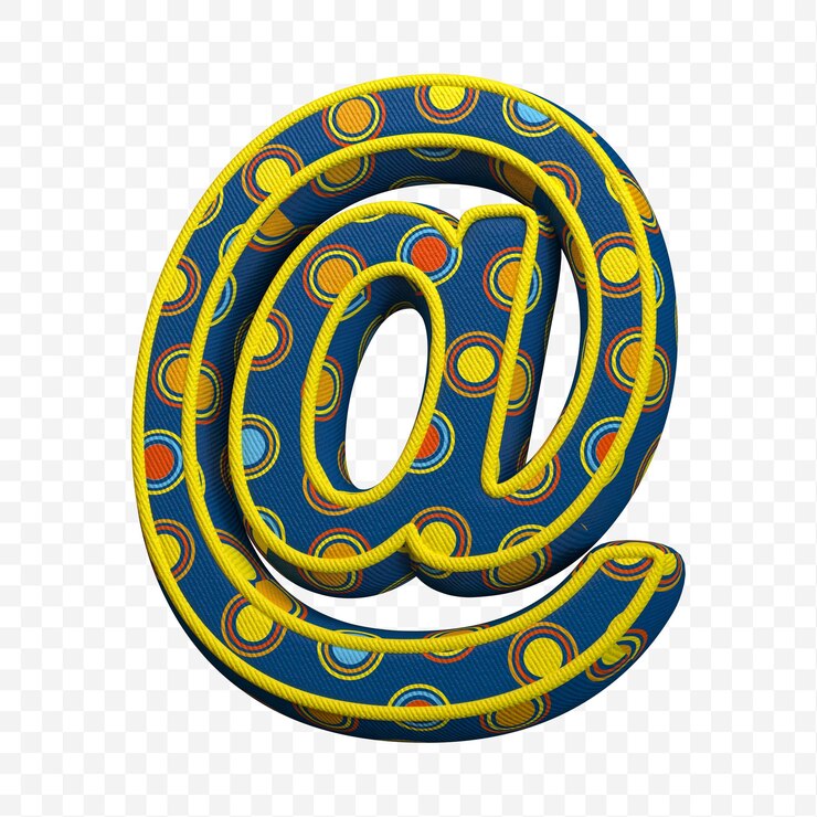 PSD alfabet internetowy znak wykonany z tkaniny wzór ilustracja 3d na białym tle