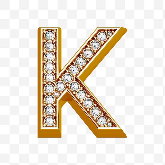 Alfabet letter k gemaakt van goud en diamanten geïsoleerd