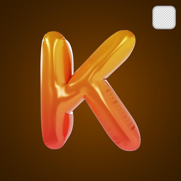 Alfabet letter K moderne stijl 3D illustratie