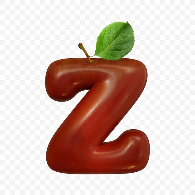 Alfabet letter z gemaakt van rode appel geïsoleerd pds-bestand