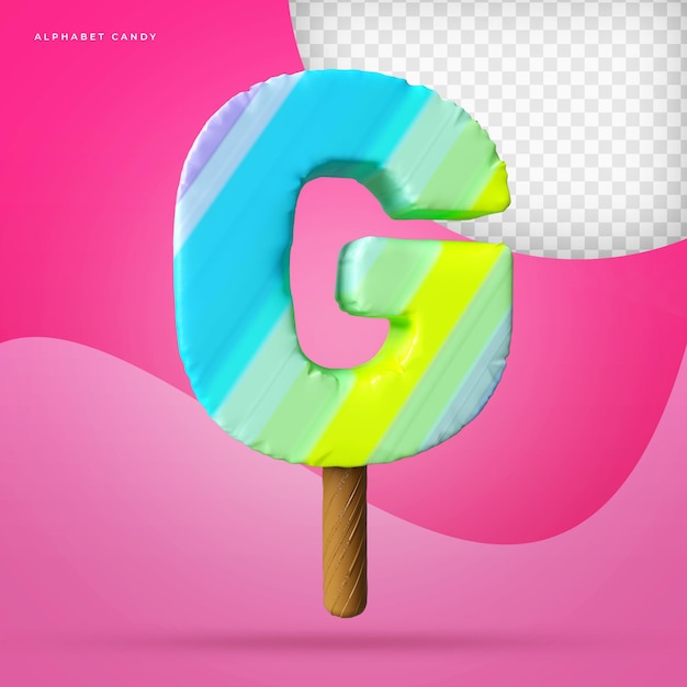 PSD alfabet lollipop 3d premium render