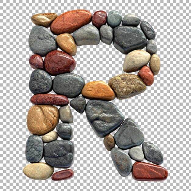 Alfabet Png R w stylu kamiennym izolowany na przezroczystym tle dla naturalnych wzorów Branding ziemny lub aplikacje typograficzne