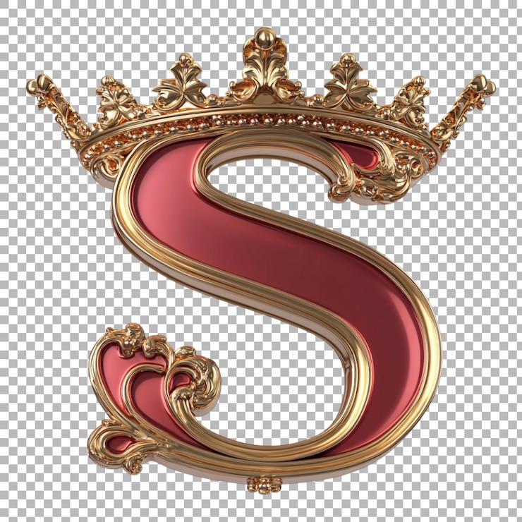 PSD alfabet png s z stylem korony izolowany na przezroczystym tle dla projektów królewskich, luksusowych marek lub aplikacji typograficznych