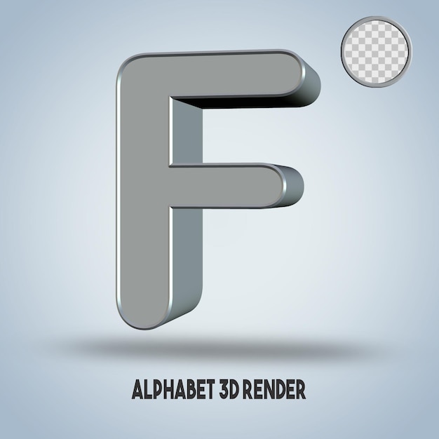 Alfabet renderowania 3D F srebrny styl