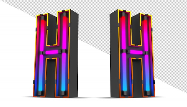 PSD alfabet światła neonowego.