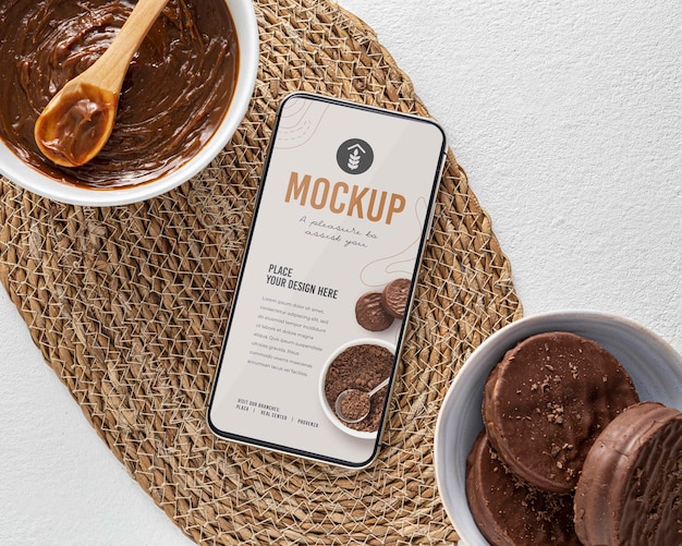 Biscotti alfajor con design mockup del telefono