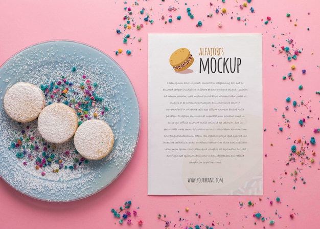 Alfajores cookies with menu mockup