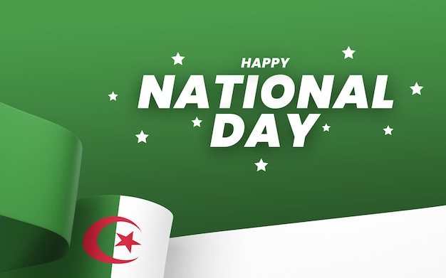 Флаг алжира дизайн баннера дня национальной независимости редактируемый текст и фон