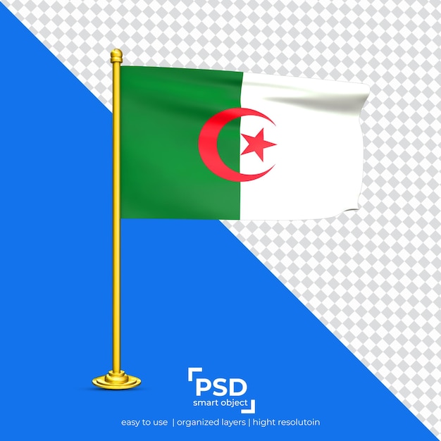 PSD algeria waving flag set isolated on transparent background