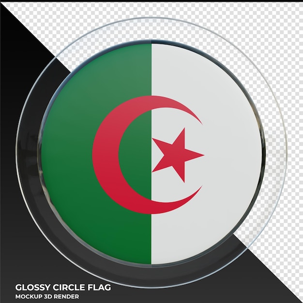 Algieria Realistyczna 3d Teksturowana Błyszcząca Okrągła Flaga