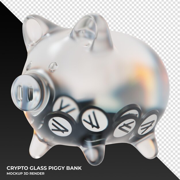 PSD algorand algo coin in frosted glass piggy bank 3d rendering