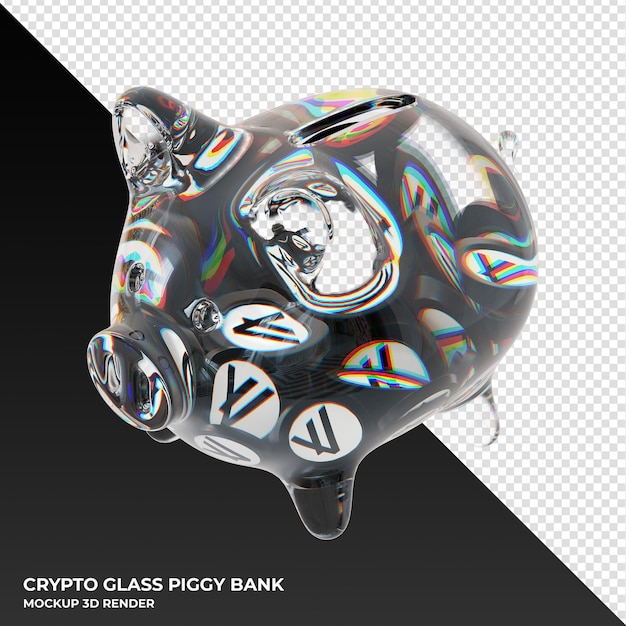 PSD algorand algo glass piggy bank with crypto coins 3d illustration