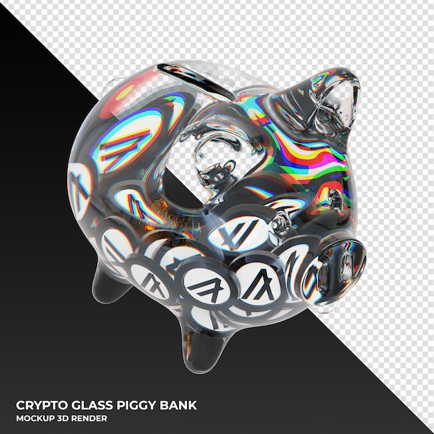 PSD algorand algo glass piggy bank with crypto coins 3d illustration