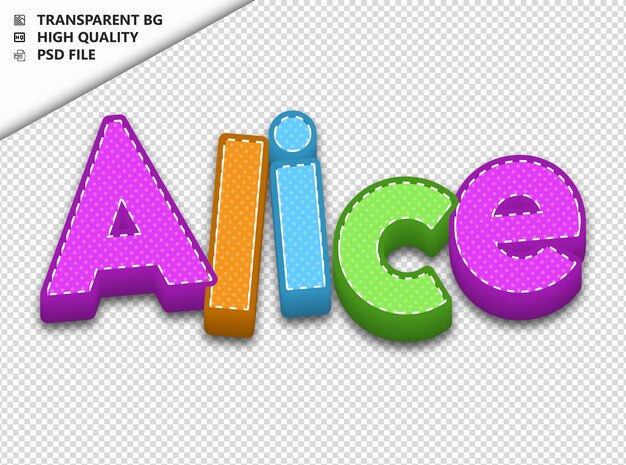 PSD alice typografie tekst kleurrijke craft lente psd transparent