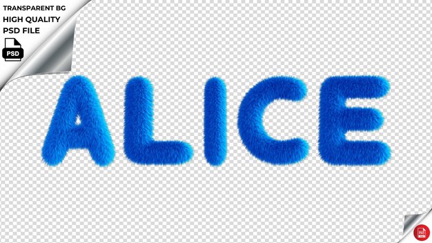 PSD alice typography blue fluffy text psd przezroczyste