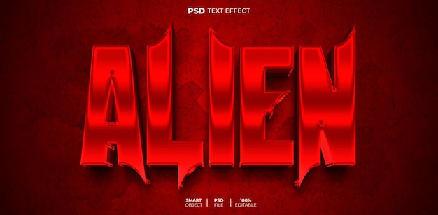 Alien 3d bewerkbaar teksteffect