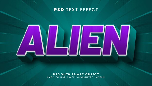 Alien 3d editable text effect with space and galaxy text style
