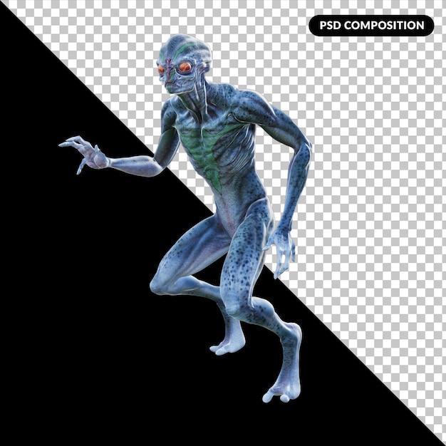PSD alien creature isolated 3d