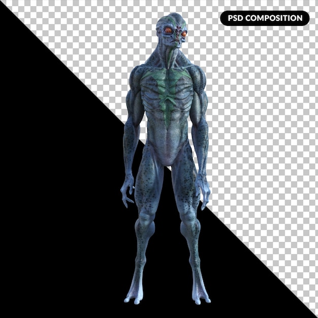 PSD alien creature isolated 3d