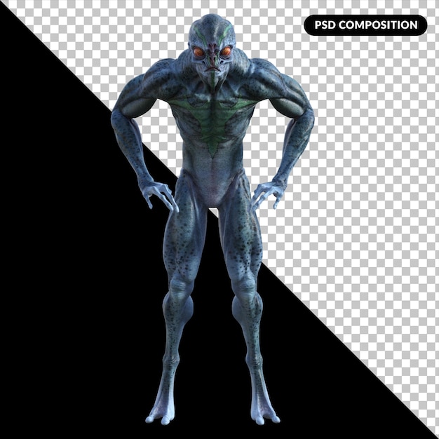 PSD alien creature isolated 3d