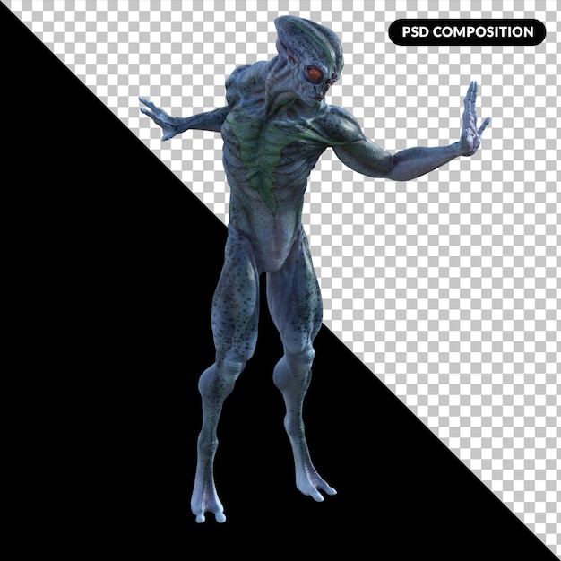 PSD alien creature isolated 3d