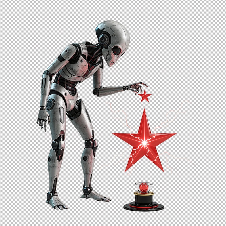 PSD alien robot with red star award