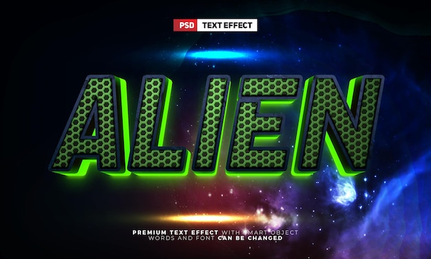 Alien ship esport galaxy glow 3d editable text effect style