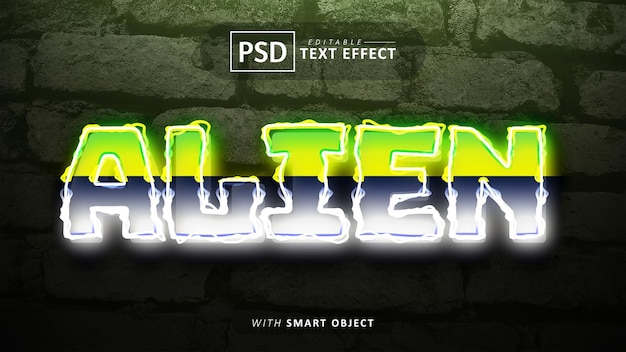 PSD alien text editable neon font effects