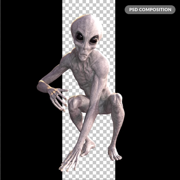 alien on transparent background 3d render