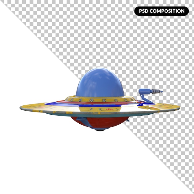 Alien ufo geïsoleerd 3d-rendering