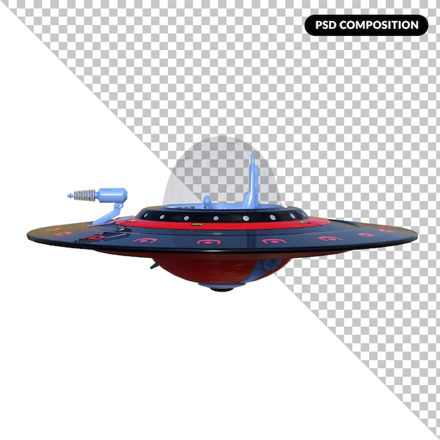 Alien ufo geïsoleerd 3d-rendering