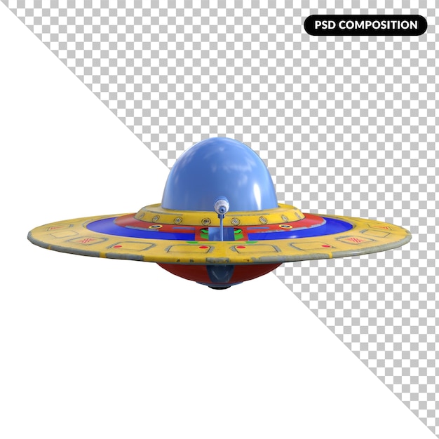 Alien ufo isolated 3d rendering