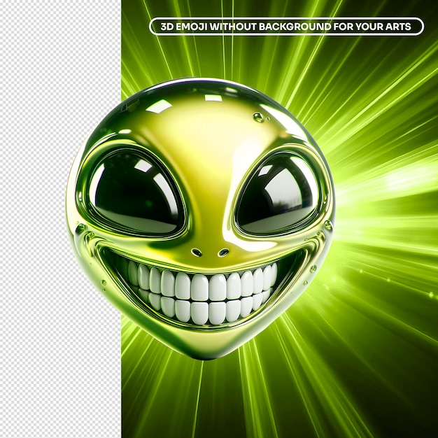 PSD alien zilveren et emoji 3d
