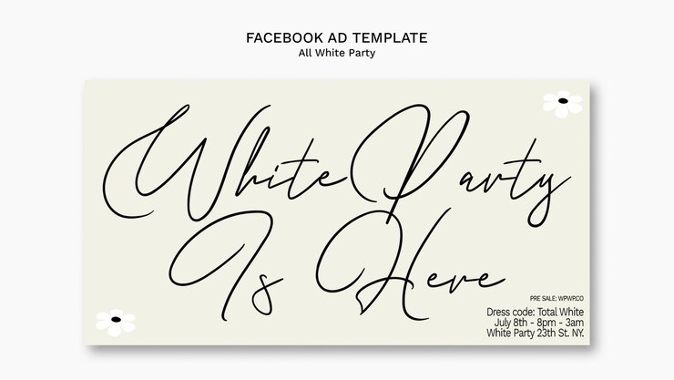 PSD all white party facebook template