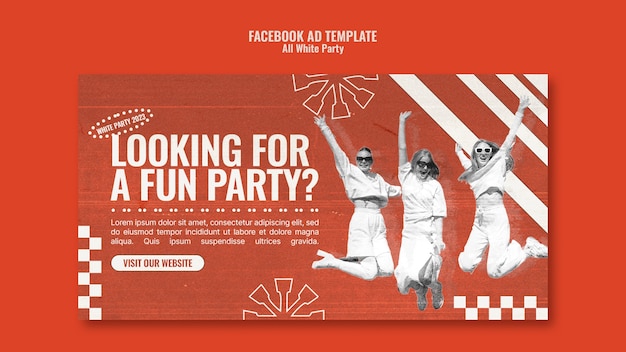 PSD Шаблон facebook для вечеринок all white