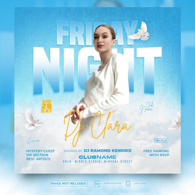 All white party flyer square flyer template