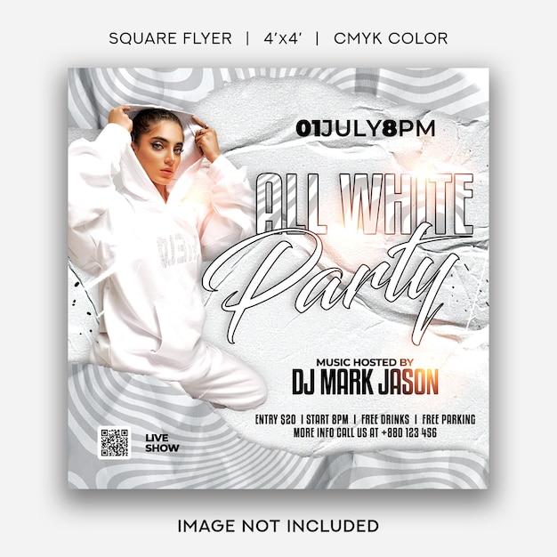 PSD all white party flyer template