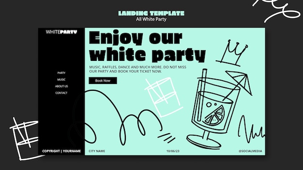 PSD all white party landing page template