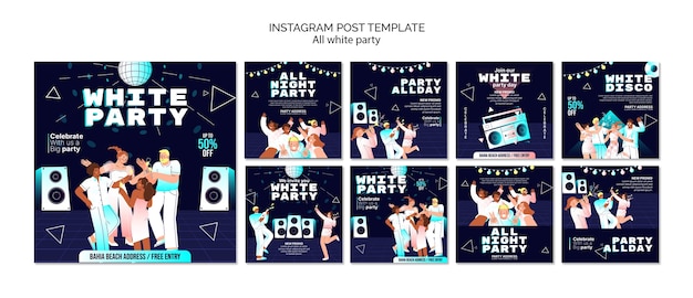 All white party template design