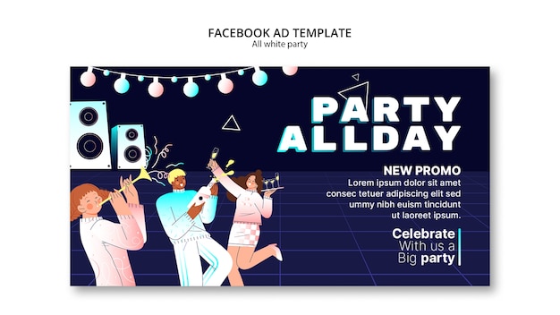 all white party template design