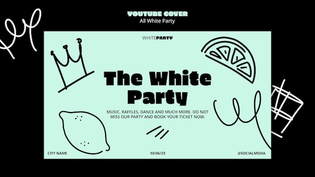 PSD all white party youtube cover template