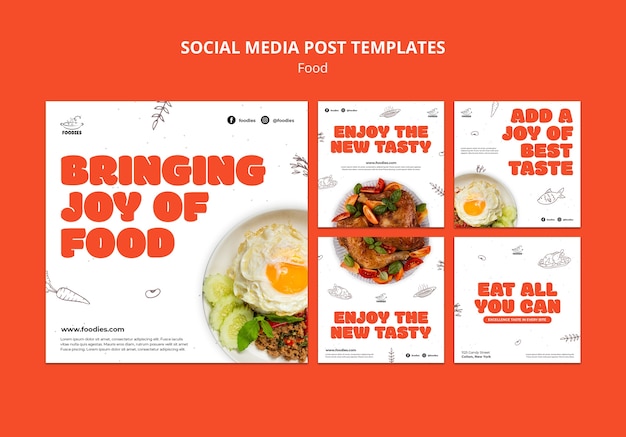 PSD collezione di post di instagram del ristorante all you can eat