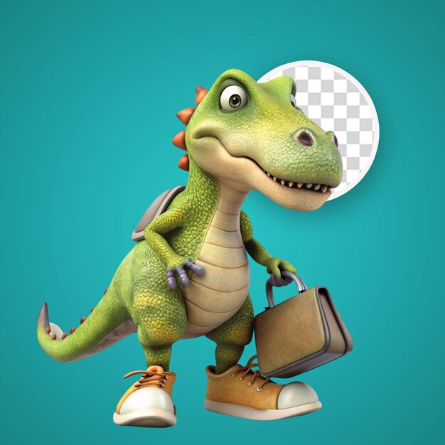 PSD alligator in delivery costume animal green represe on transparent background